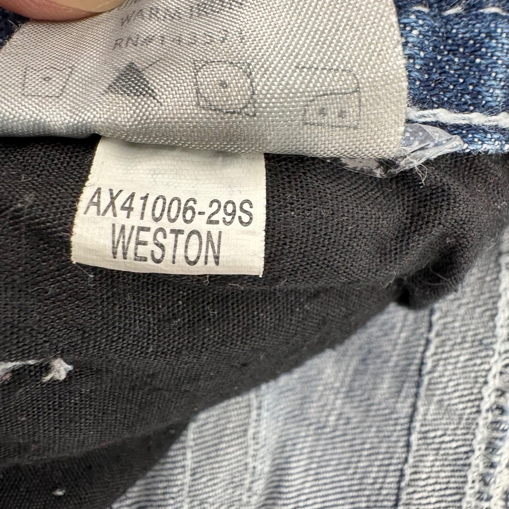 Axel Weston Men 36x30 Vintage Boot Leg Jean Blue Medium Wash Flap Pocket Stretch - Picture 8 of 8